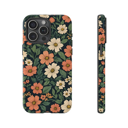 Orange & White Floral Phone Case Elegant Protection - iPhone 15 Pro Max / Glossy - Mobile Phone Cases