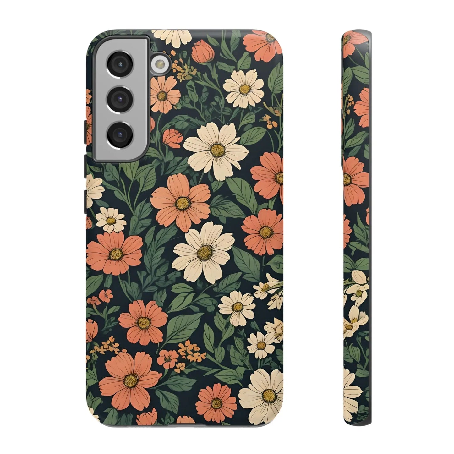Orange & White Floral Phone Case Elegant Protection - Samsung Galaxy S22 Plus / Matte - Mobile Phone Cases