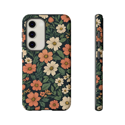 Orange & White Floral Phone Case Elegant Protection - Samsung Galaxy S23 / Matte - Mobile Phone Cases