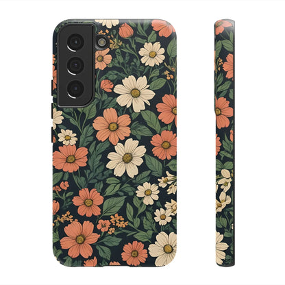 Orange & White Floral Phone Case Elegant Protection - Samsung Galaxy S22 / Matte - Mobile Phone Cases