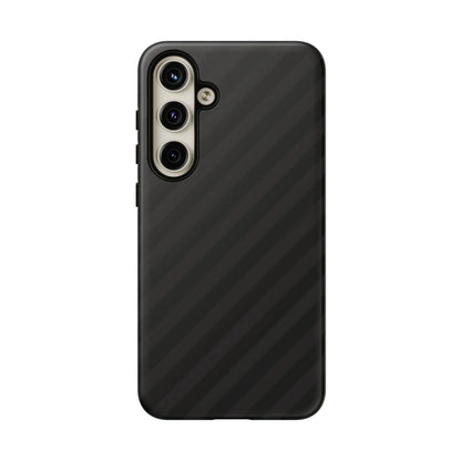 Black diagonal pattern phone case back with tough gloss finish and precise camera cutouts for iphone samsung pixel