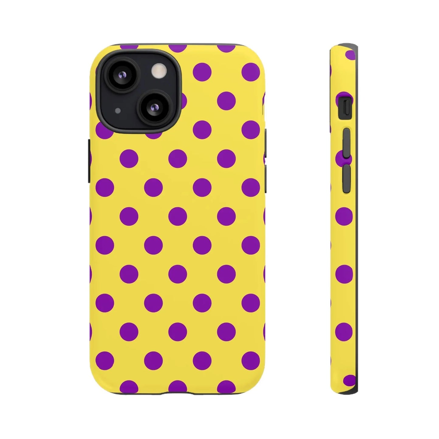 Phone Case - Bright Yellow with Purple Dots - iPhone 13 Mini / Matte - Phone Case