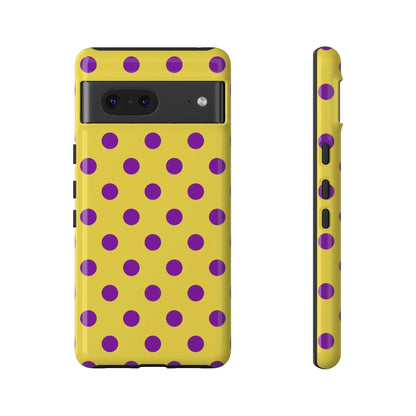 Phone Case - Bright Yellow with Purple Dots - Google Pixel 7 / Glossy - Phone Case