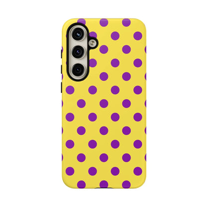 Phone Case - Bright Yellow with Purple Dots - Samsung Galaxy S24 Plus / Matte - Phone Case