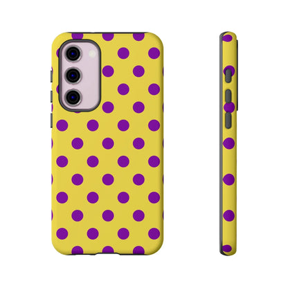 Phone Case - Bright Yellow with Purple Dots - Samsung Galaxy S23 Plus / Matte - Phone Case