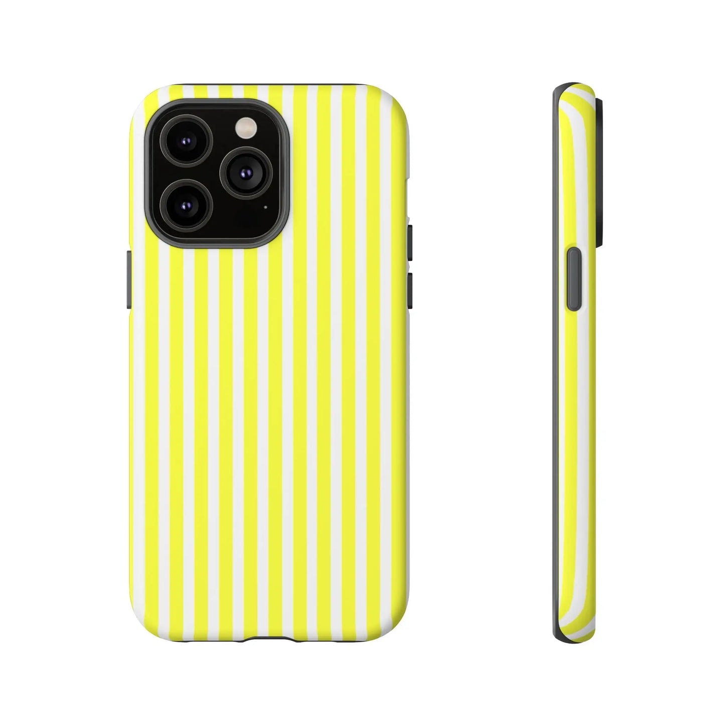 Phone case cover with a banana yellow and white striped tough hard shell design for iPhone Samsung and Google backs