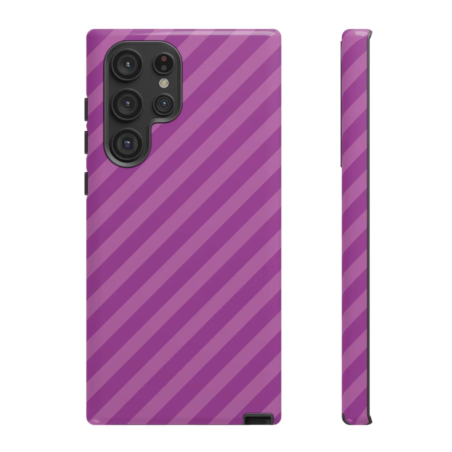 Back side of a purple diagonal phone case cover with sleek modern design for pink diagonal phone protection and accessories
