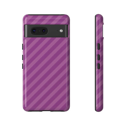 Back view of a glossy purple diagonal phone case cover designed as a protective shell and phone accessory gift