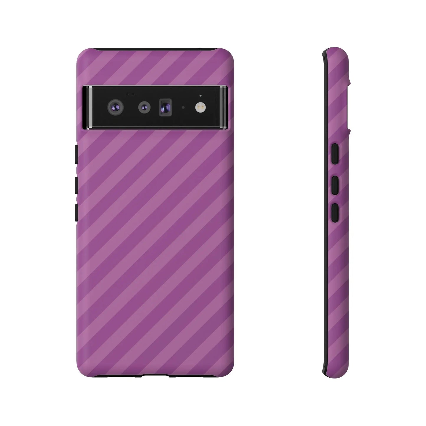 Back view of a purple diagonal phone case cover with sleek modern design pink diagonal phone protective shell