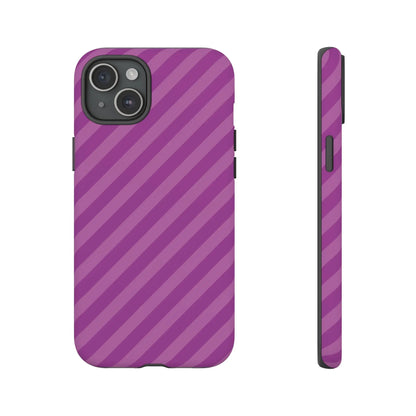 Back side of a purple diagonal phone case cover with sleek modern design for protective pink diagonal phone use