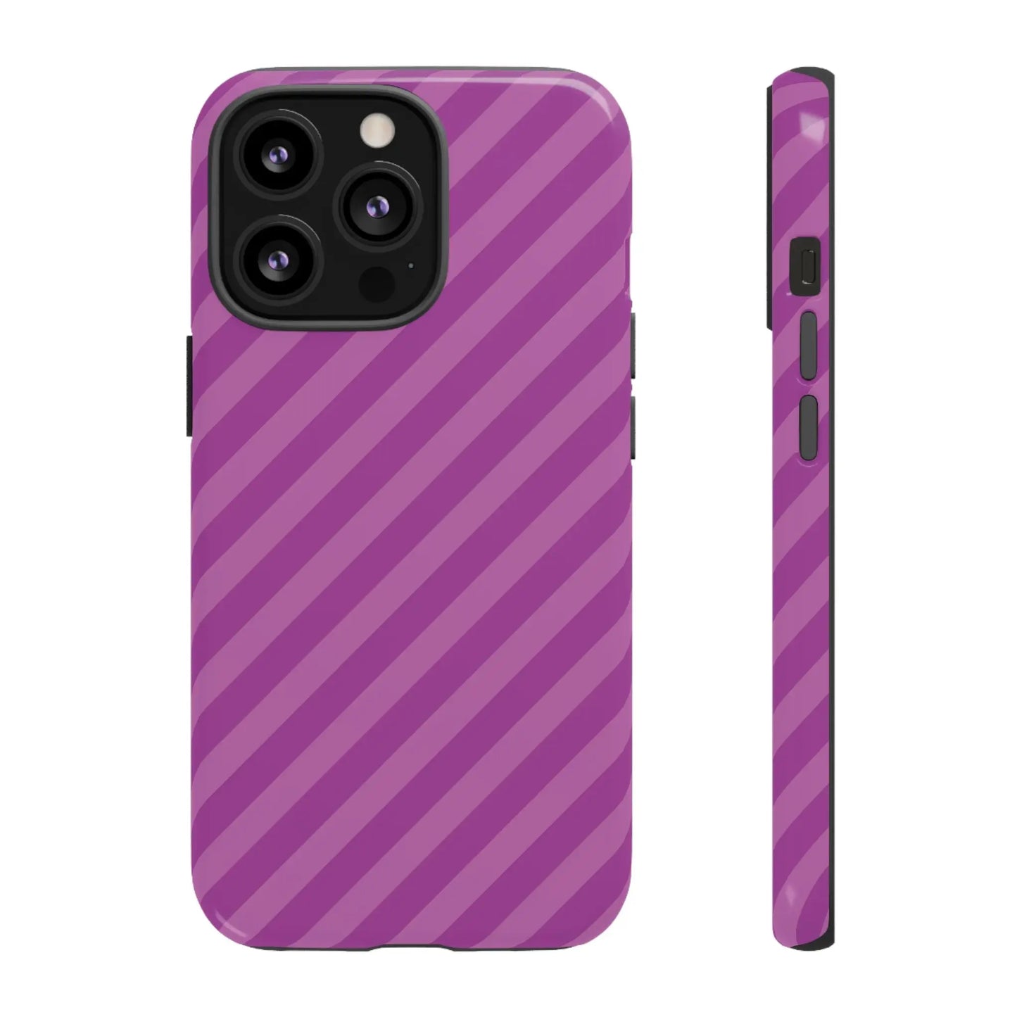 Back view of a purple diagonal phone case cover with glossy finish protective shell for phone accessories gift