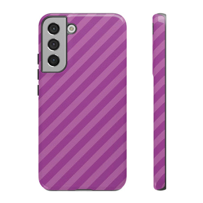 Back side of a purple diagonal phone case cover with glossy finish for protective pink diagonal phone accessories gift