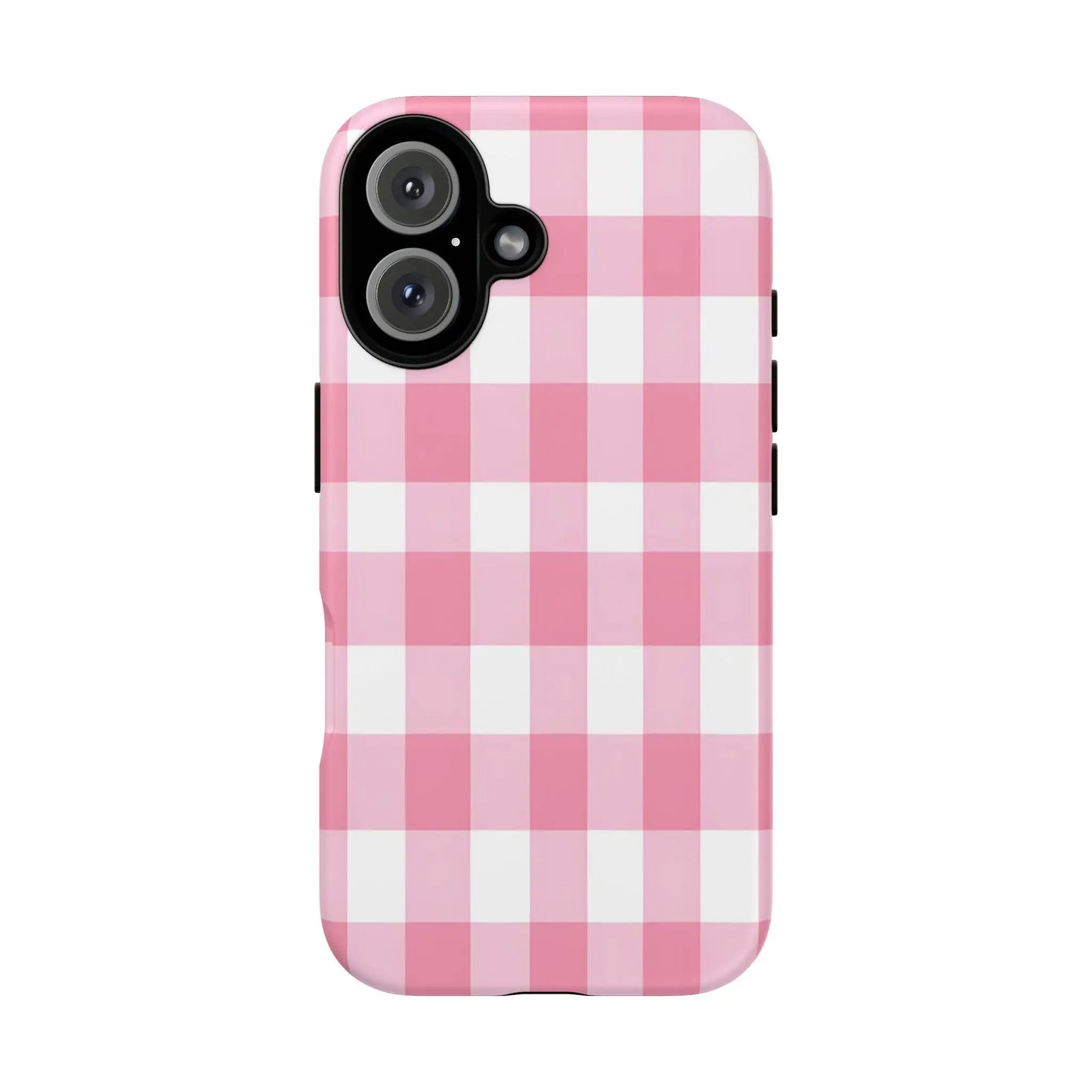Pink gingham cute phone case cover for iphone 14 pro with pink and white gingham pattern perfect for gifts and fashion lovers