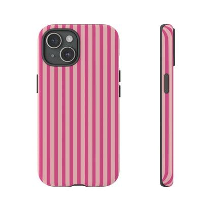 Pink Stripe Everyday Phone Case Cover Protective Smartphone Cover Trendy Accessories - iPhone 15 / Glossy - Phone Case