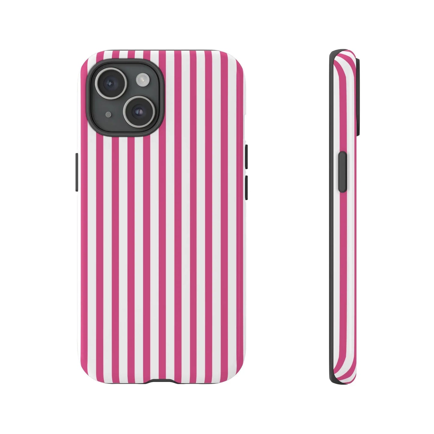 Pink & White Cute Striped Durable Phone Case Cover - Phone Case