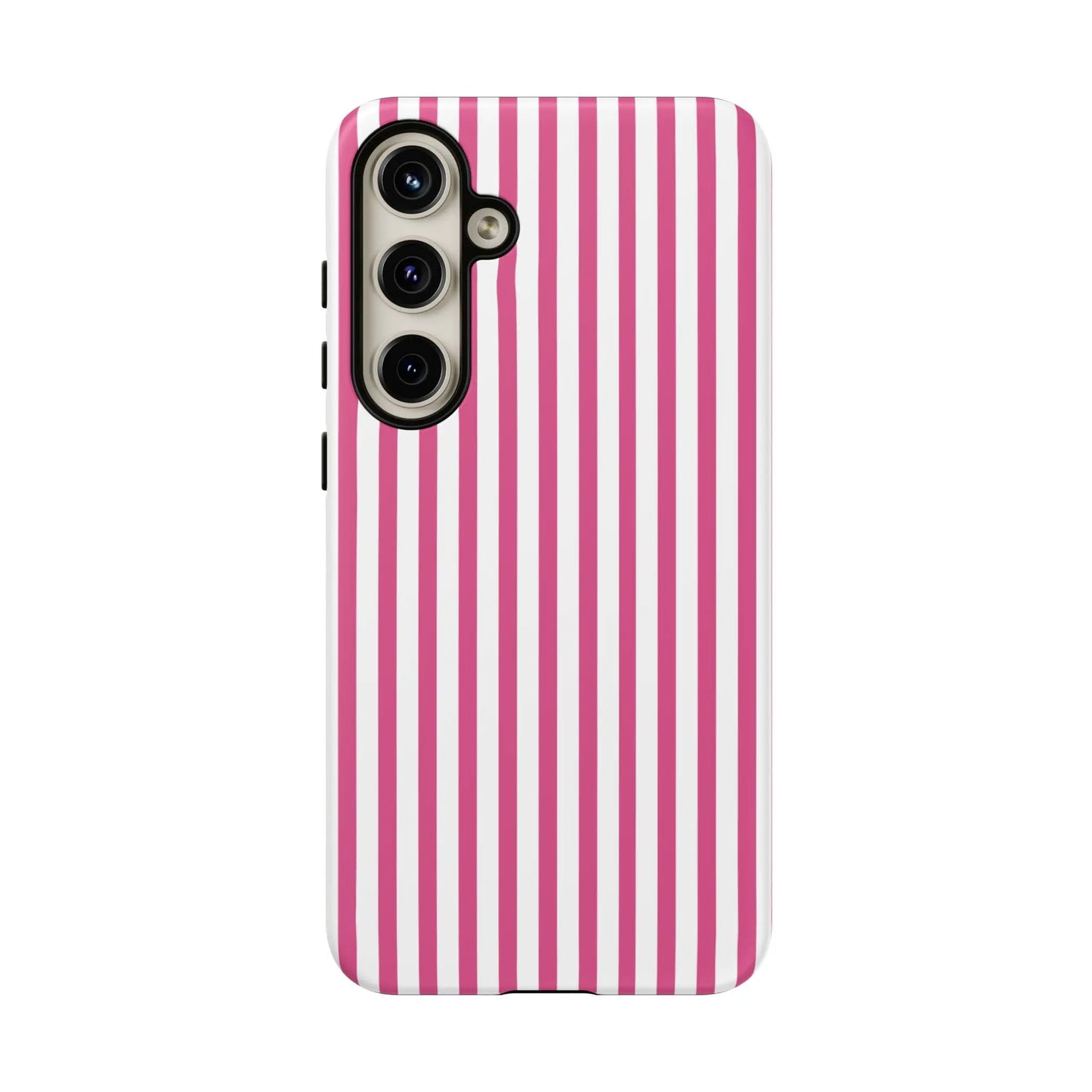 Pink & White Cute Striped Durable Phone Case Cover - Samsung Galaxy S24 Plus / Matte - Phone Case