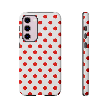 Red White Polka Dot Phone Case Cover for iPhone Samsung and Google Phones - Samsung Galaxy S23 Plus / Glossy - Phone