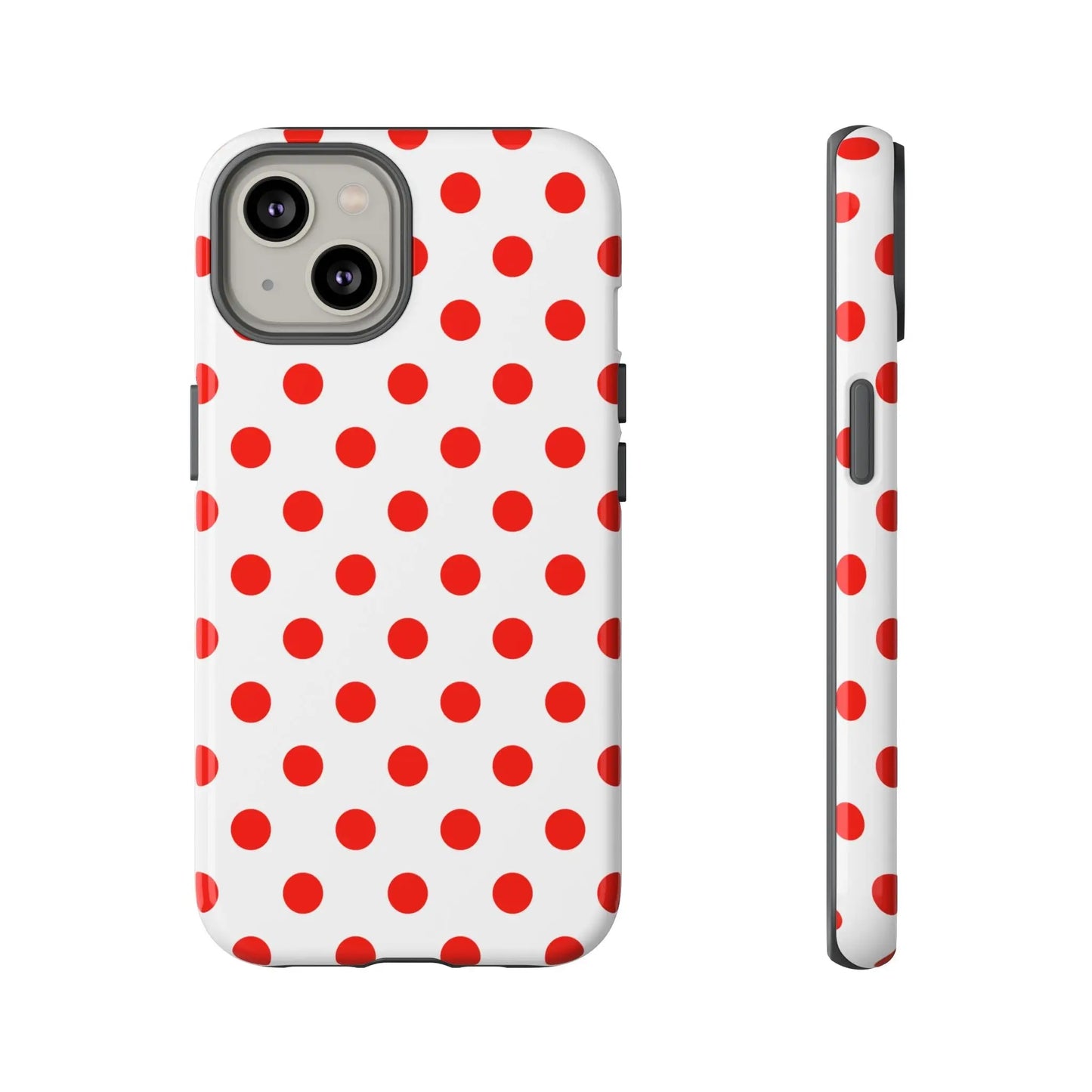 Red White Polka Dot Phone Case Cover for iPhone Samsung and Google Phones - iPhone 14 / Glossy - Phone Case