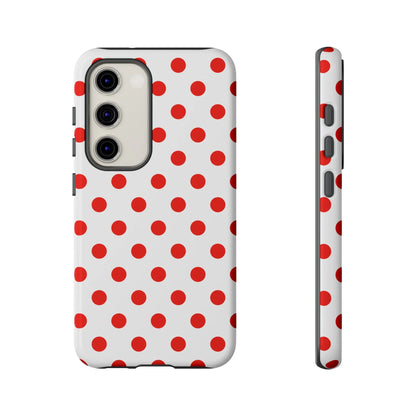 Red White Polka Dot Phone Case Cover for iPhone Samsung and Google Phones - Samsung Galaxy S23 / Glossy - Phone Case