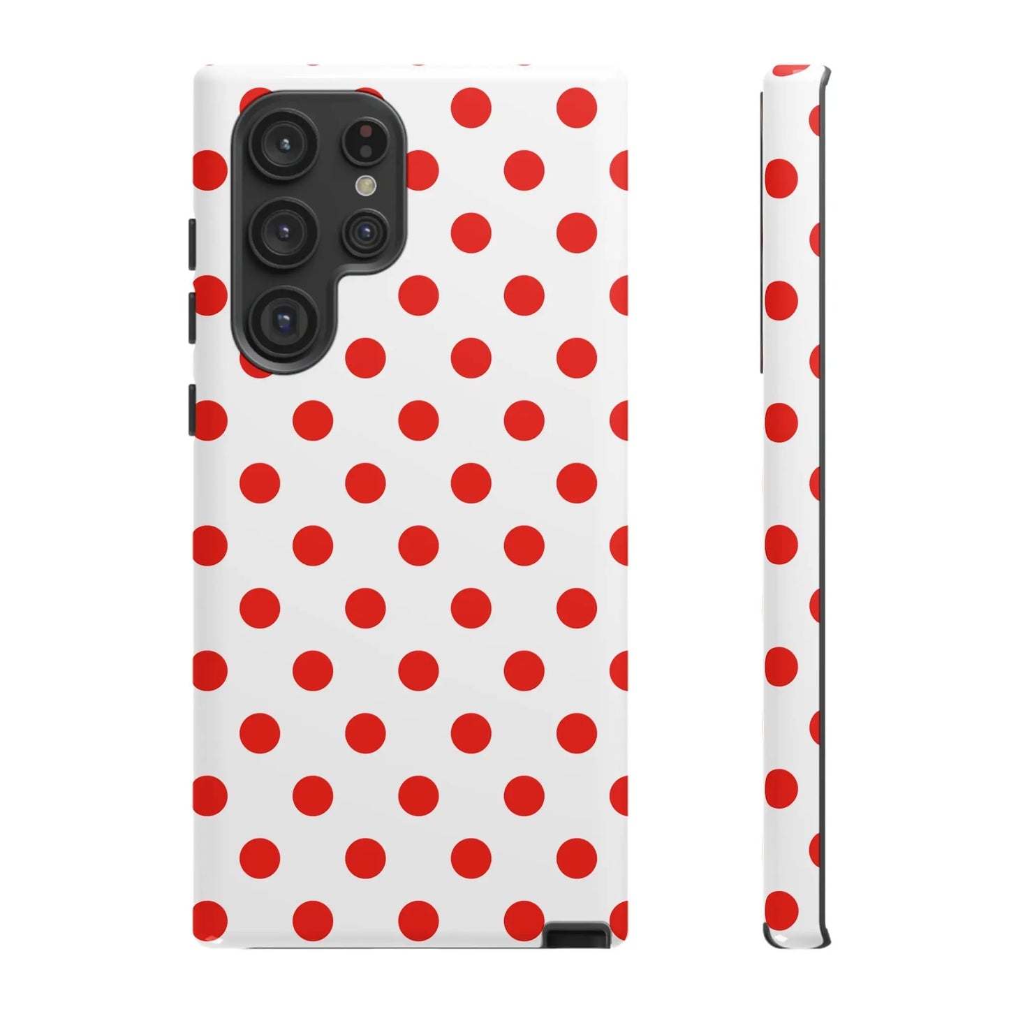 Red White Polka Dot Phone Case Cover for iPhone Samsung and Google Phones - Samsung Galaxy S22 Ultra / Glossy - Phone