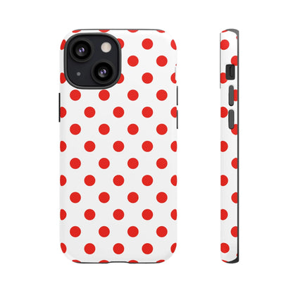 Red White Polka Dot Phone Case Cover for iPhone Samsung and Google Phones - iPhone 13 Mini / Matte - Phone Case