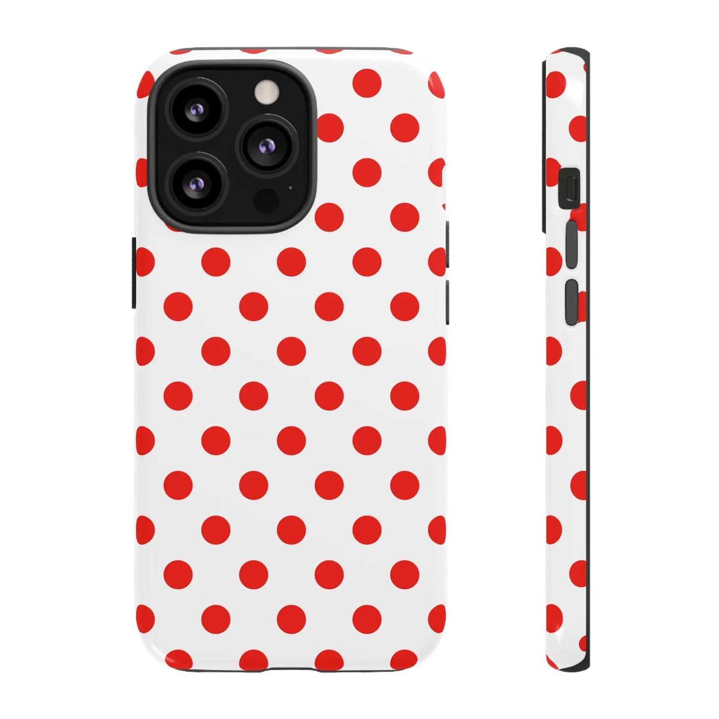 Red White Polka Dot Phone Case Cover for iPhone Samsung and Google Phones - iPhone 13 Pro / Glossy - Phone Case