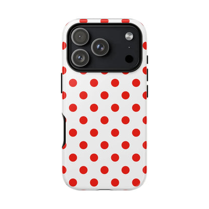 Red White Polka Dot Phone Case Cover for iPhone Samsung and Google Phones - iPhone 17 Pro / Glossy - Phone Case