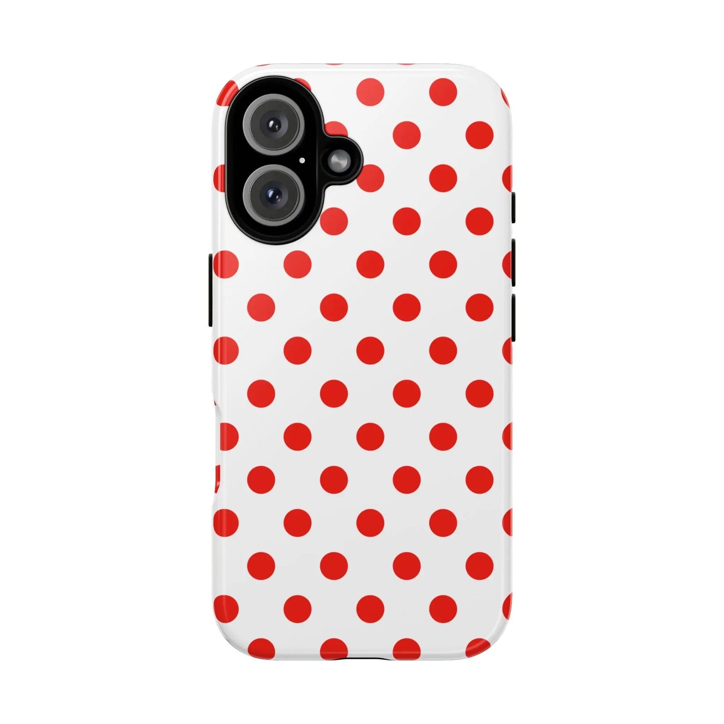 Red White Polka Dot Phone Case Cover for iPhone Samsung and Google Phones - iPhone 16 / Glossy - Phone Case