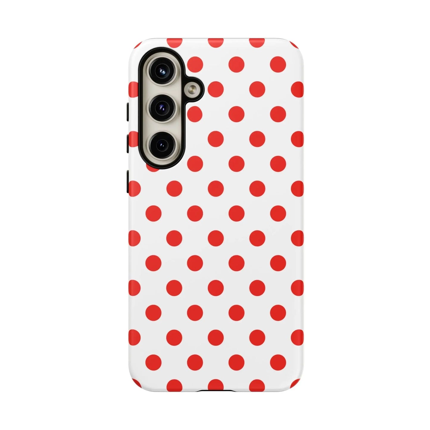 Red White Polka Dot Phone Case Cover for iPhone Samsung and Google Phones - Samsung Galaxy S24 Plus / Matte - Phone Case