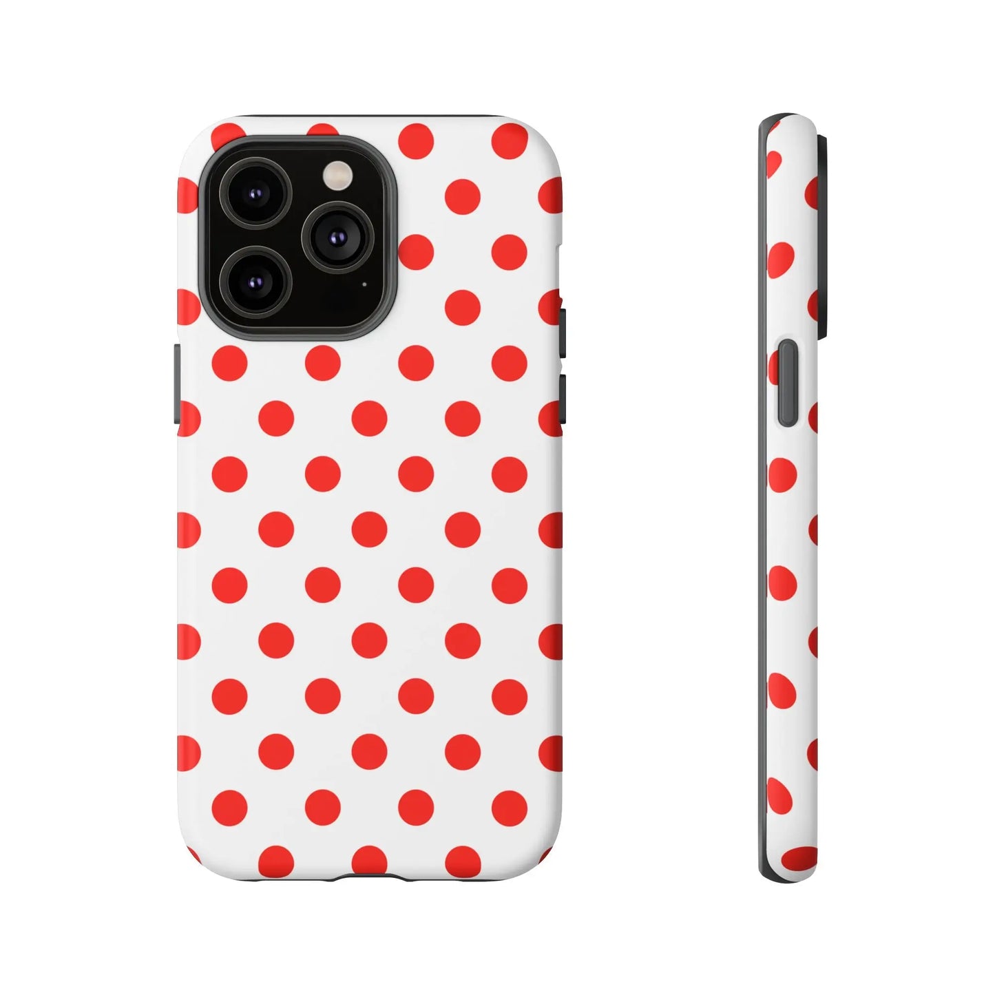 Red White Polka Dot Phone Case Cover for iPhone Samsung and Google Phones - iPhone 14 Pro Max / Matte - Phone Case