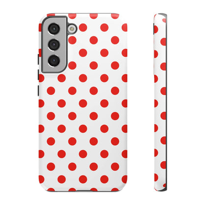 Red White Polka Dot Phone Case Cover for iPhone Samsung and Google Phones - Samsung Galaxy S22 Plus / Matte - Phone Case