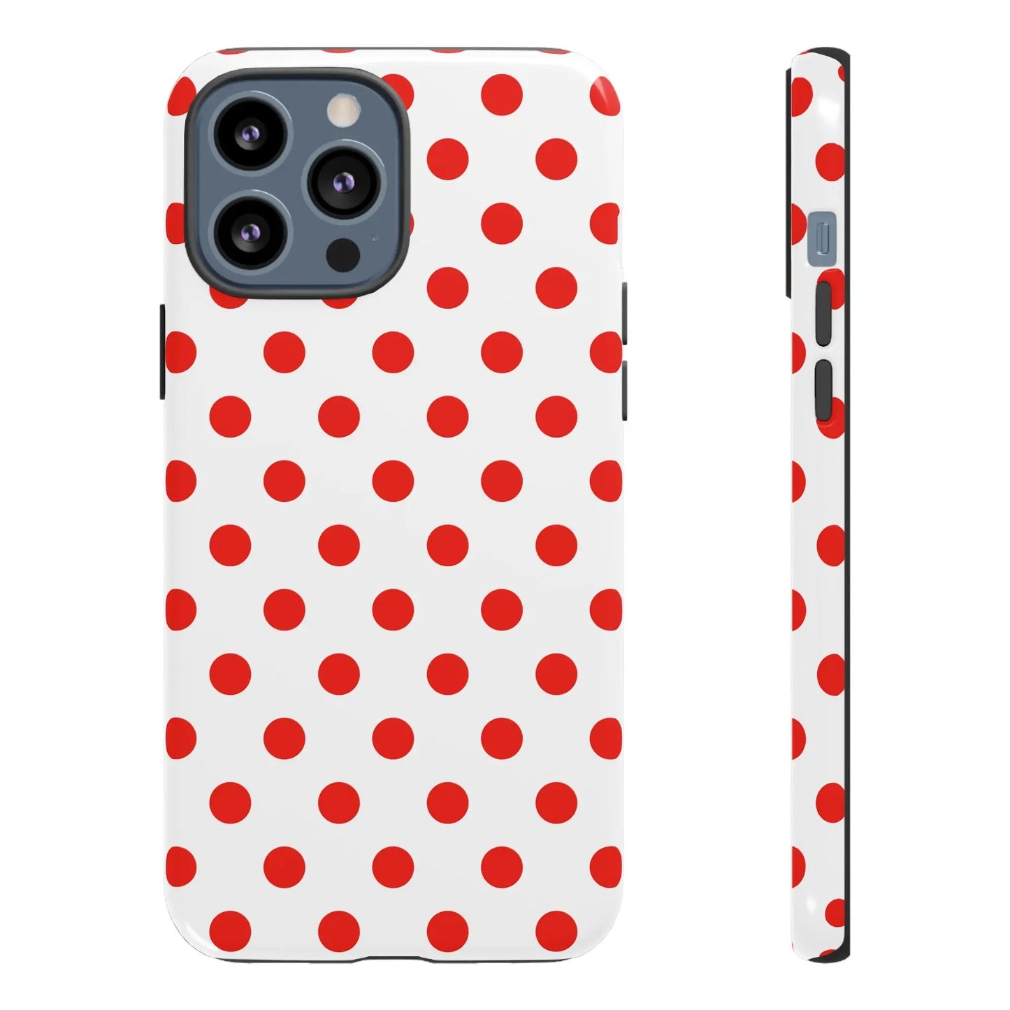 Red White Polka Dot Phone Case Cover for iPhone Samsung and Google Phones - iPhone 13 Pro Max / Glossy - Phone Case