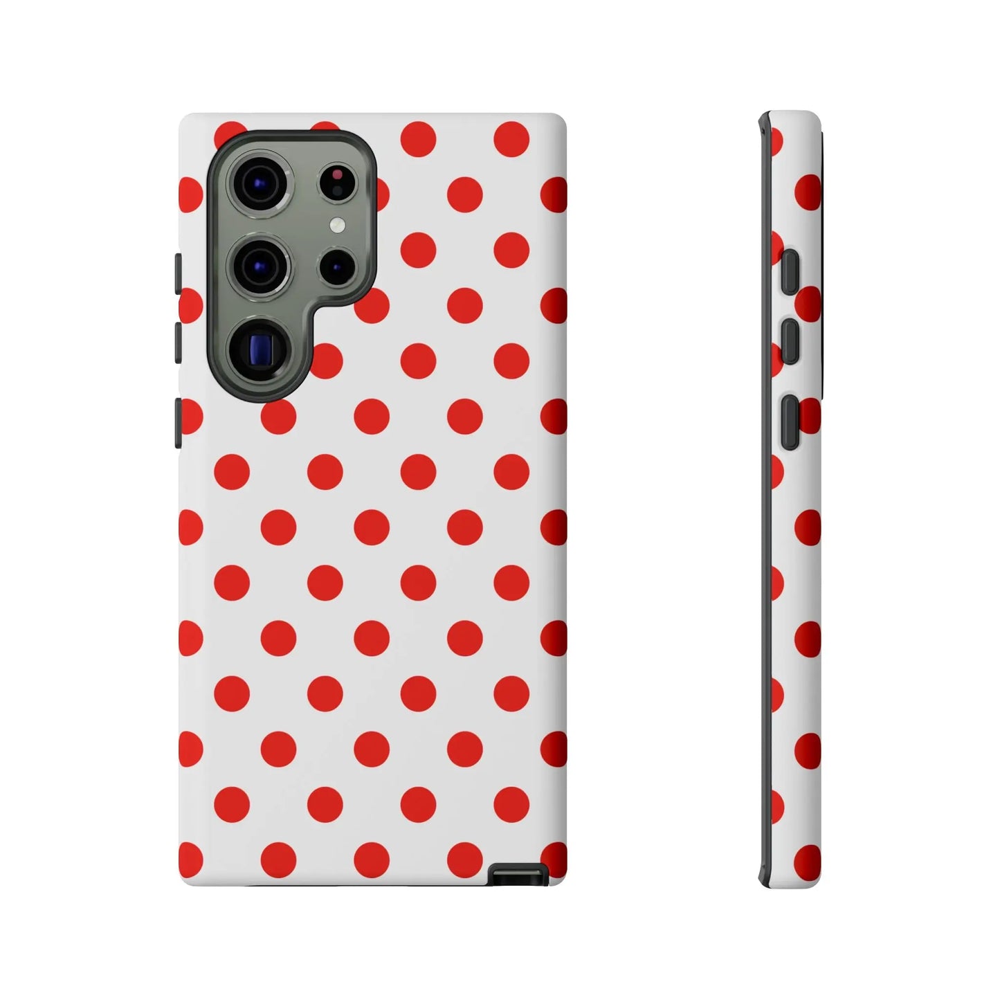 Red White Polka Dot Phone Case Cover for iPhone Samsung and Google Phones - Samsung Galaxy S23 Ultra / Matte - Phone