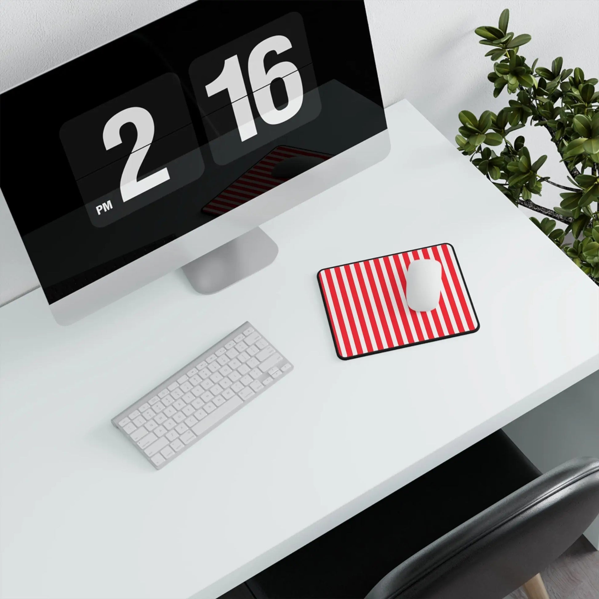 Red & White Striped Non‑Slip Gaming Mouse Pad - 9.5’’ × 8’’ - Mouse Pad